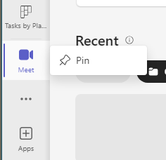 The new Microsoft Teams: Pin the Meet app