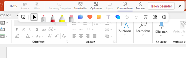 Die Anmerkungsfunktion in Microsoft Teams ermöglicht es, direkt auf einem freigegebenen Bildschirm zu zeichnen und Text hinzuzufügen 