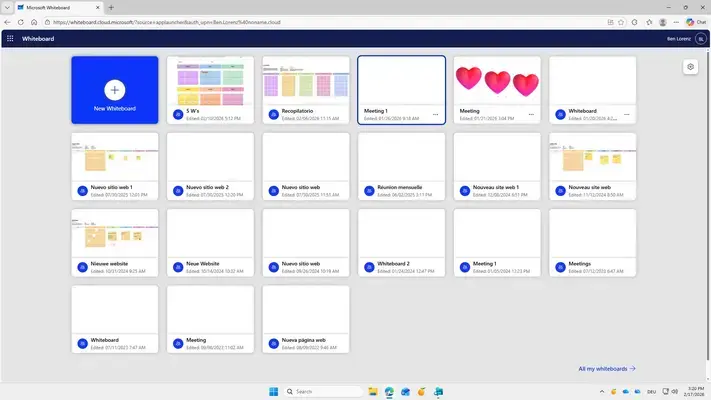 Screenshot of Whiteboard - open