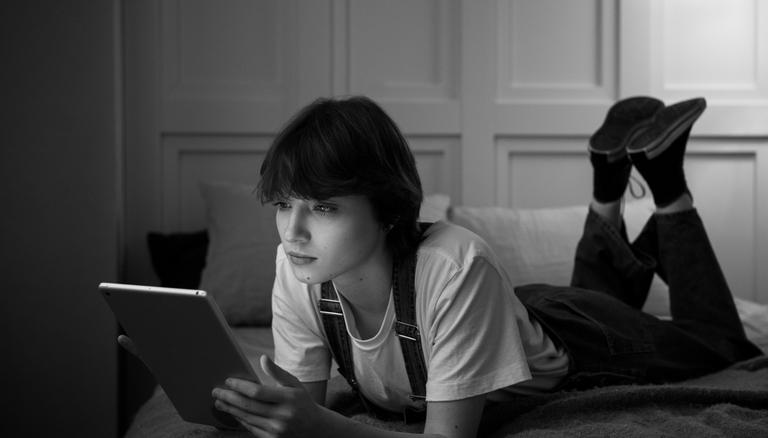 Grupo de adolescentes utilizando teléfonos móviles y plataformas digitales para comunicarse e interactuar. La imagen representa cómo las relaciones sociales y la conexión digital forman parte del ecosistema tecnológico y económico actual.